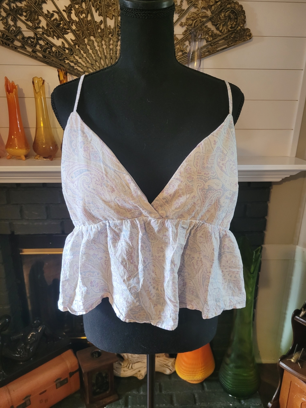 Hollister Paisley Print Babydoll Crop Top